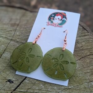 Shimmering Green Sand Dollar Earrings